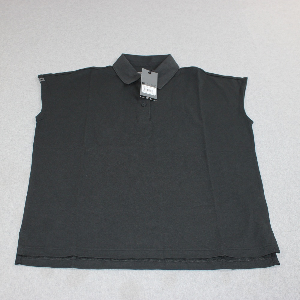 FIGSPRO Polo Shirt Women XS Black Ella Scrub Technical Pique Sleeveless Workwear